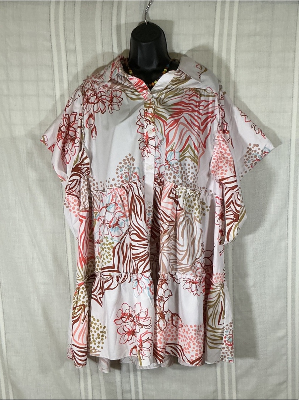 Umgee Boho Floral Tunic Top 2X NWT Flowy Oversized Beachy Blouse